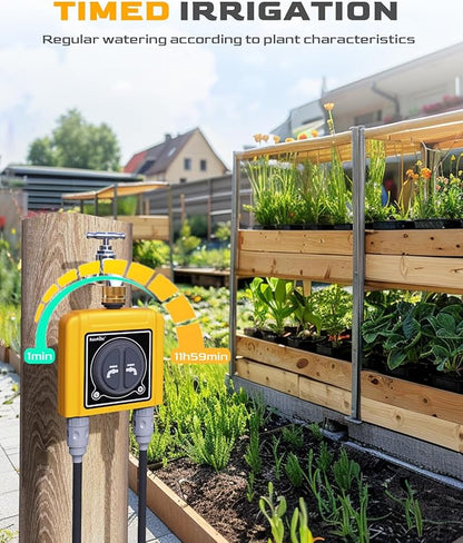 RAINPOINT Sprinkler Timer WiFi Water Timer with Brass Inlet, 2 Outlets Smart Hose Timer,Automatic Irrigation System Controller, APP & Voice Control, Irrigation by Weather/Quantity/Soil Moisture