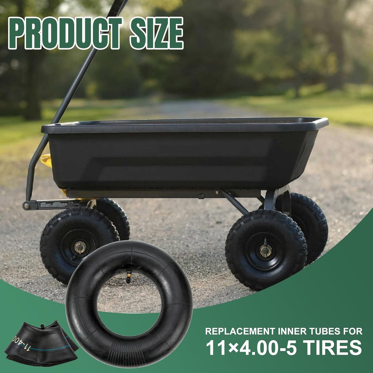 11x4.00-5 Inner Tube 11x4.50-5 11x6.00-5 Heavy Duty Replacement Tire Tubes with Bent Valve Stem for Wheelbarrows, Mowers, Hand Trucks - 2 Pack