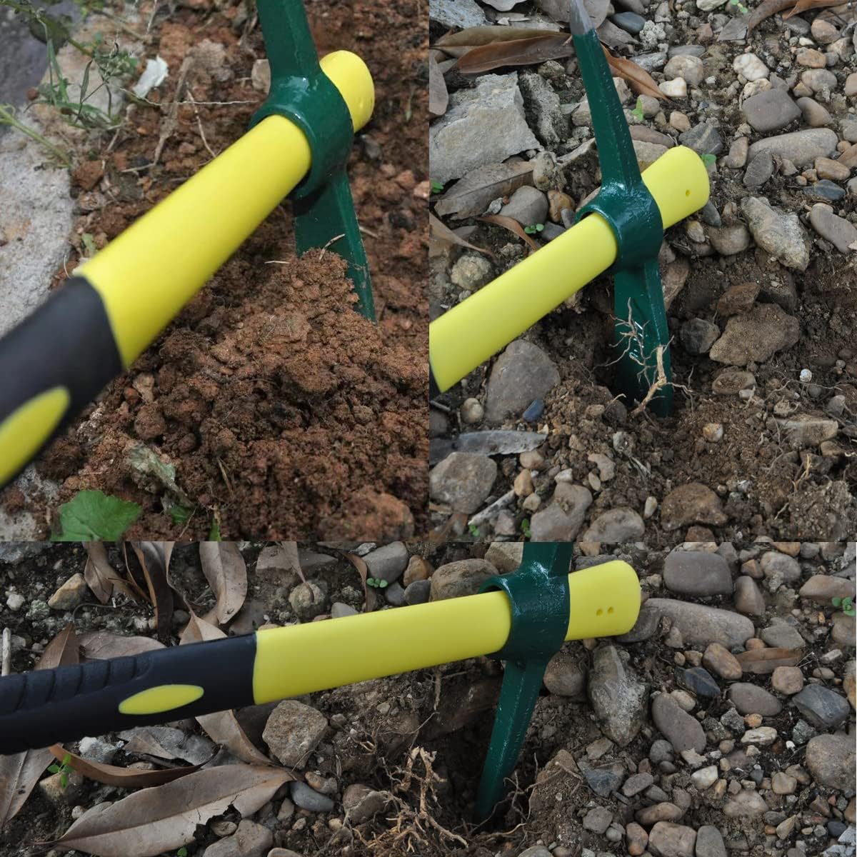 2PCS 18 Inches Steel Forged Pickaxe, Sturdy Durable Mattock Hoe, Weeding Pick Axe with Lightweight Plastic Coated Fiberglass Handle Suitable for Digging, Weeding, Gardening, Camping