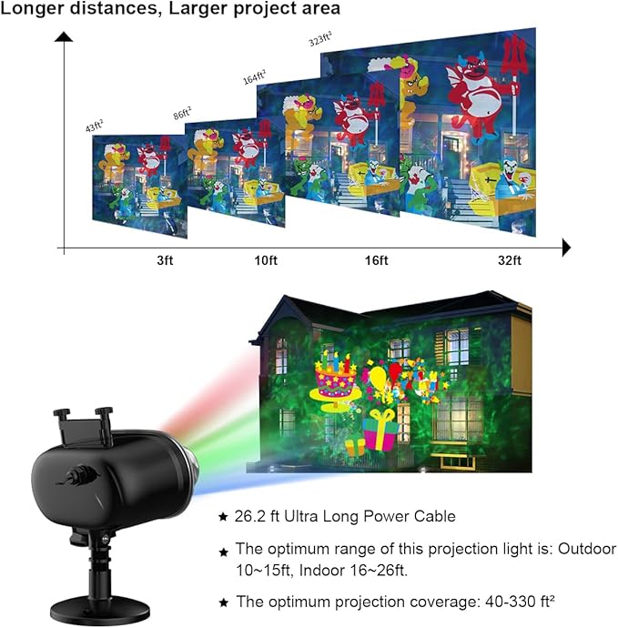 Slide Show Christmas LED Holiday Projector Outdoor, Waterproof 2-in-1 Ocean Wave Effect Christmas Projector Lights with 16 Slides Patterns & 10 Colors for House Garden Yard Xmas Decorations