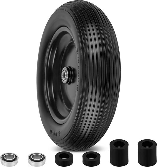 4.00-6 Flat Free Wheelbarrow Tires and Wheels, 13 Inch Wheelbarrow Tires with 5/8" or 3/4"