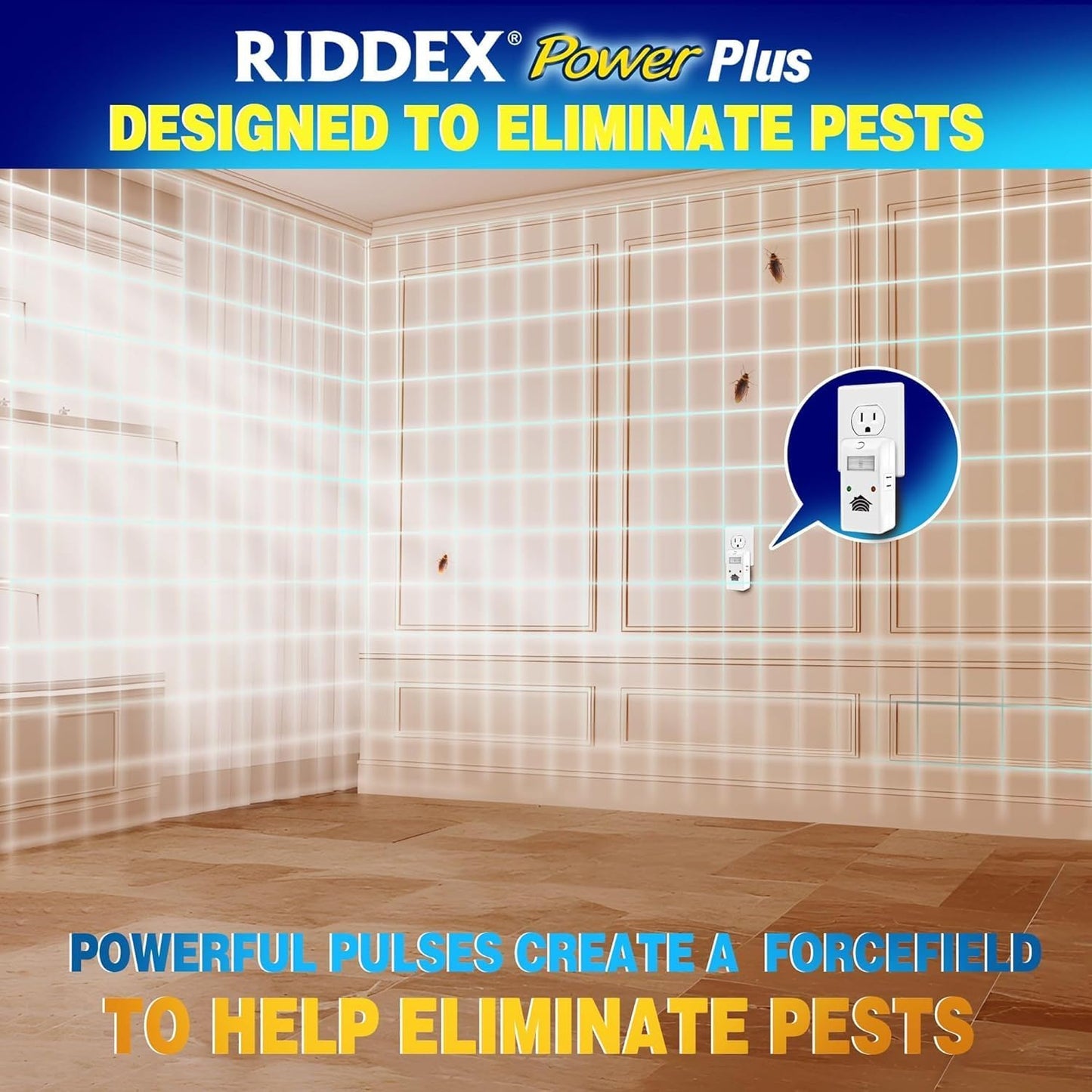 RIDDEX Power Plus Insect Repellent | Plug in, Mouse Deterrent - Pest Control for Defense Against Rats, Mice, Roaches, Bugs and Insects | Control Pests with No Toxins with Side Outlet | 3-Pack