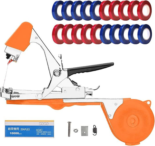 Plant Tying Machine Tomato Tape Tool Fruit Twine Tool with 21 Rolls of Tape and 1 Box of Staple for Garden Vegetable Grape Cucumber Pepper