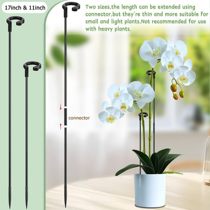 Orchid Sticks 17 inch &11 inch SupKing 16Pcs Plant Stakes with Clips for Support Small Short Plants,Garden Stakes Support Poles Rods Suit for Potted Plants Flowers Seedling (Black)