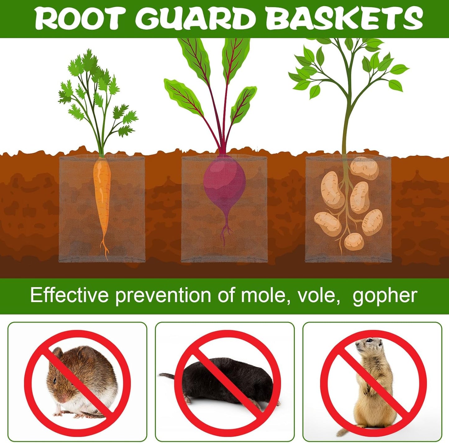 100 Pcs 1 Gallon Gopher and Vole Wire Mesh Basket Bulk Stainless Steel Plant Root Protector Gopher Cages for Garden Planting Underground Plant Protection