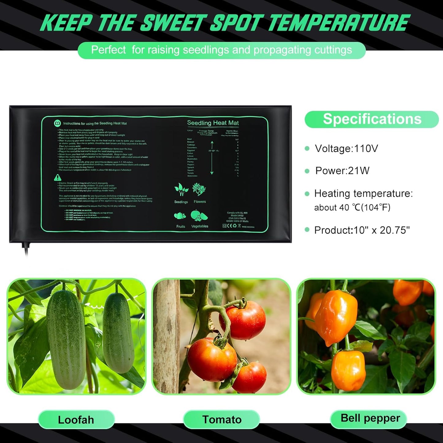 ROCEEI 16 Pack Durable Seedling Heat Mat 10 x 20.75 Waterproof Plant Heating Pad Warm Hydroponic Grow Mat for Greenhouse Grow Seed Starting Plant Germination