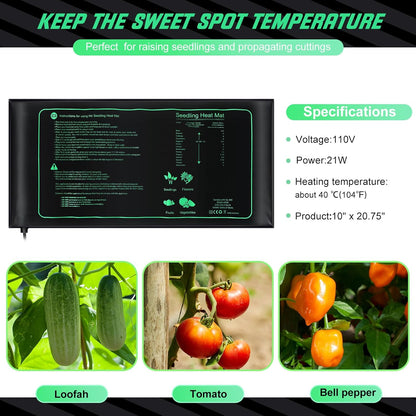 ROCEEI 16 Pack Durable Seedling Heat Mat 10 x 20.75 Waterproof Plant Heating Pad Warm Hydroponic Grow Mat for Greenhouse Grow Seed Starting Plant Germination