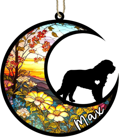 Personalized Dog Memorial, Custom Name Newfoundland Dog Christmas Ornament with Name, Custom Breeds, Pet Loss Light Catcher, Gifts for Lovers Loss of Pet Sympathy on Mothers Day Christmas