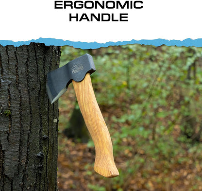 Prandi Segurin Hatchet 88 lb - Hickory Handle 11in with Leather String - Ideal for Camping, Travel and Bushcraft - Made in Italy