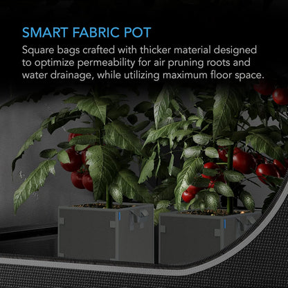 AC Infinity Square Heavy Duty Fabric Pots, 7 Gallon Aeration Reusable Grow Bags 5-Pack with 500G Thick Nonwoven Fabric and Plant Stake Loops, for Garden Growing Fruits, Vegetables, and Flowers