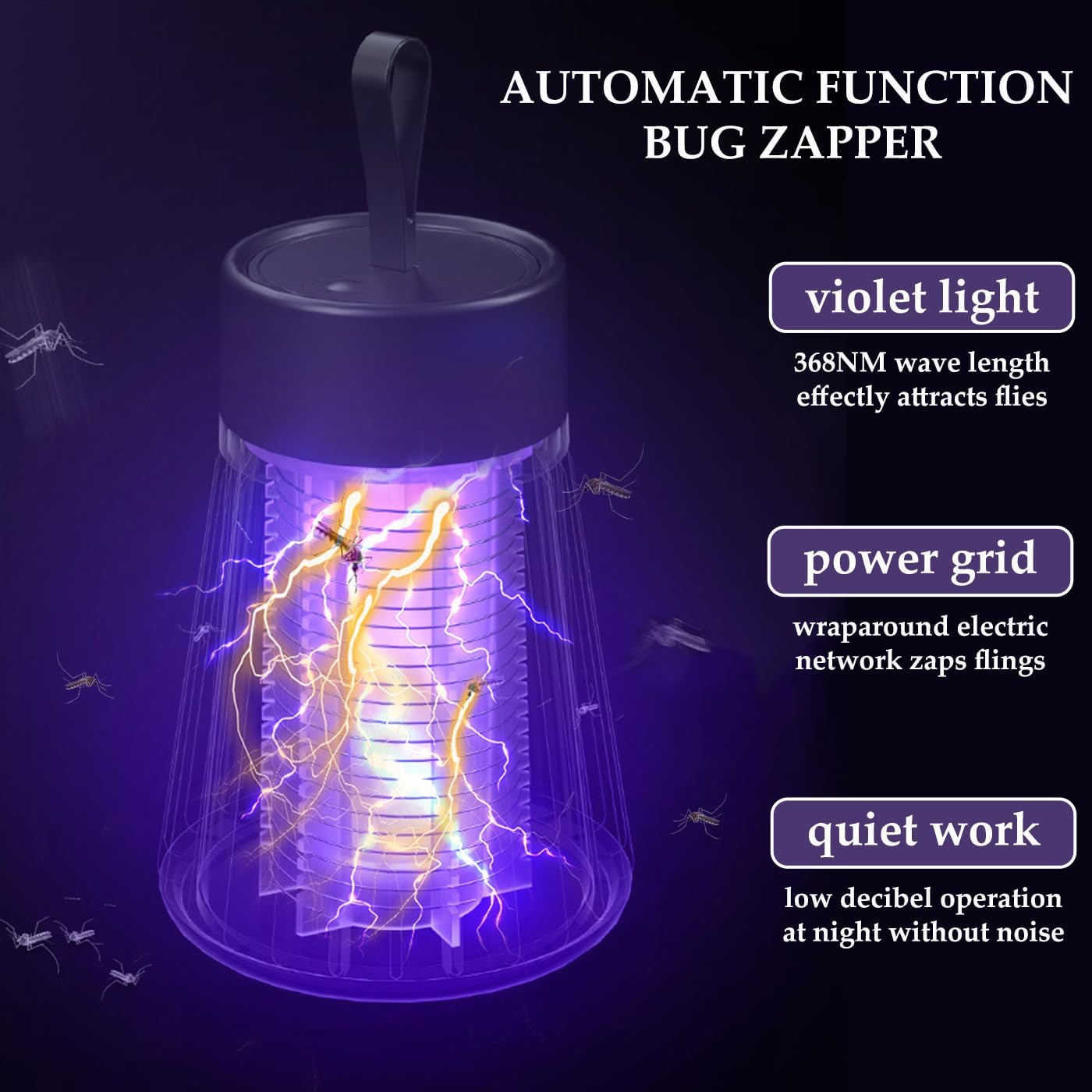 Mosquito Killer Lamp,Portable UV Bug Zapper Insect Trap for Indoor/Outdoor,USB-Powered with Grid for Camping,Patio,Home