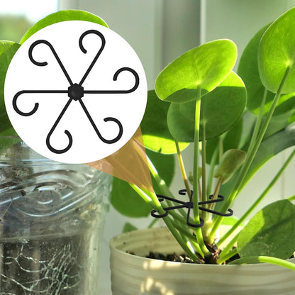 4PCS Plant Stem Support, 2 Sizes Climbing Houseplant Stem Holders, Plastic Reusable Flower Trellis Stem Hook Plant Care Growth Accessories for Flower Plants Indoor Outdoor - Black, 5.28"/4.55"