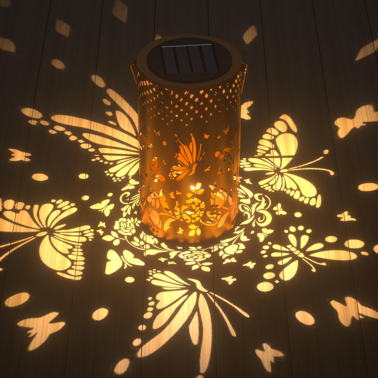 Solar Lanterns Outdoor, Waterproof Butterfly Garden Decor Birthday Gifts for Women Mom Grandma, Metal Hanging Solar Lights Decoration Outside LED Lanterns for Patio Yard Lawn Backyard Front Porch