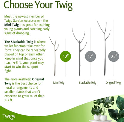 Twigs - Plant Support Stakes for Indoor, Outdoor & Climbing Plants, Gardening Supplies, Garden Accessories, Trellis & Ring Alternative, Made in USA - Moonstone, 10 Pack, 12" L, Mini Twigs