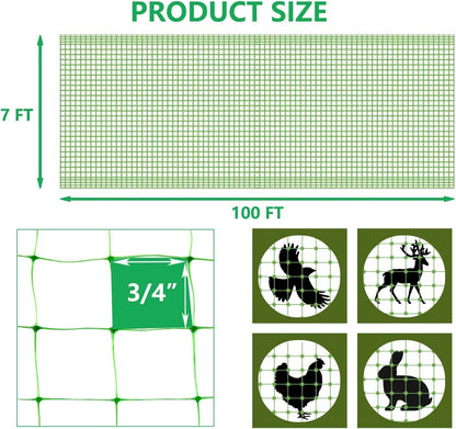 Garden Netting, 7 x 100 FT Bird Netting for Garden Protection, Green Deer Netting for Plants Fruit Trees Vegetables from Birds, Squirrels, Other Animals