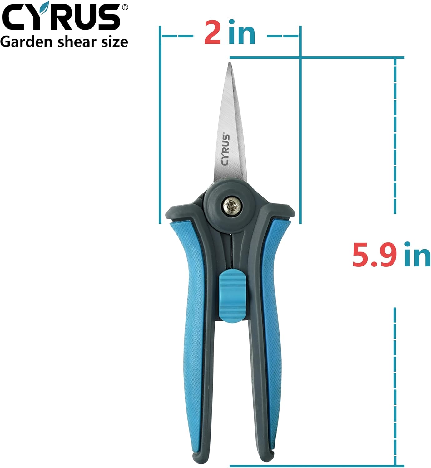 CYRUS 6” Gardening Scissors Hand Pruner Pruning Shear with Straight Stainless Steel Blades Trimming Hand Pruner