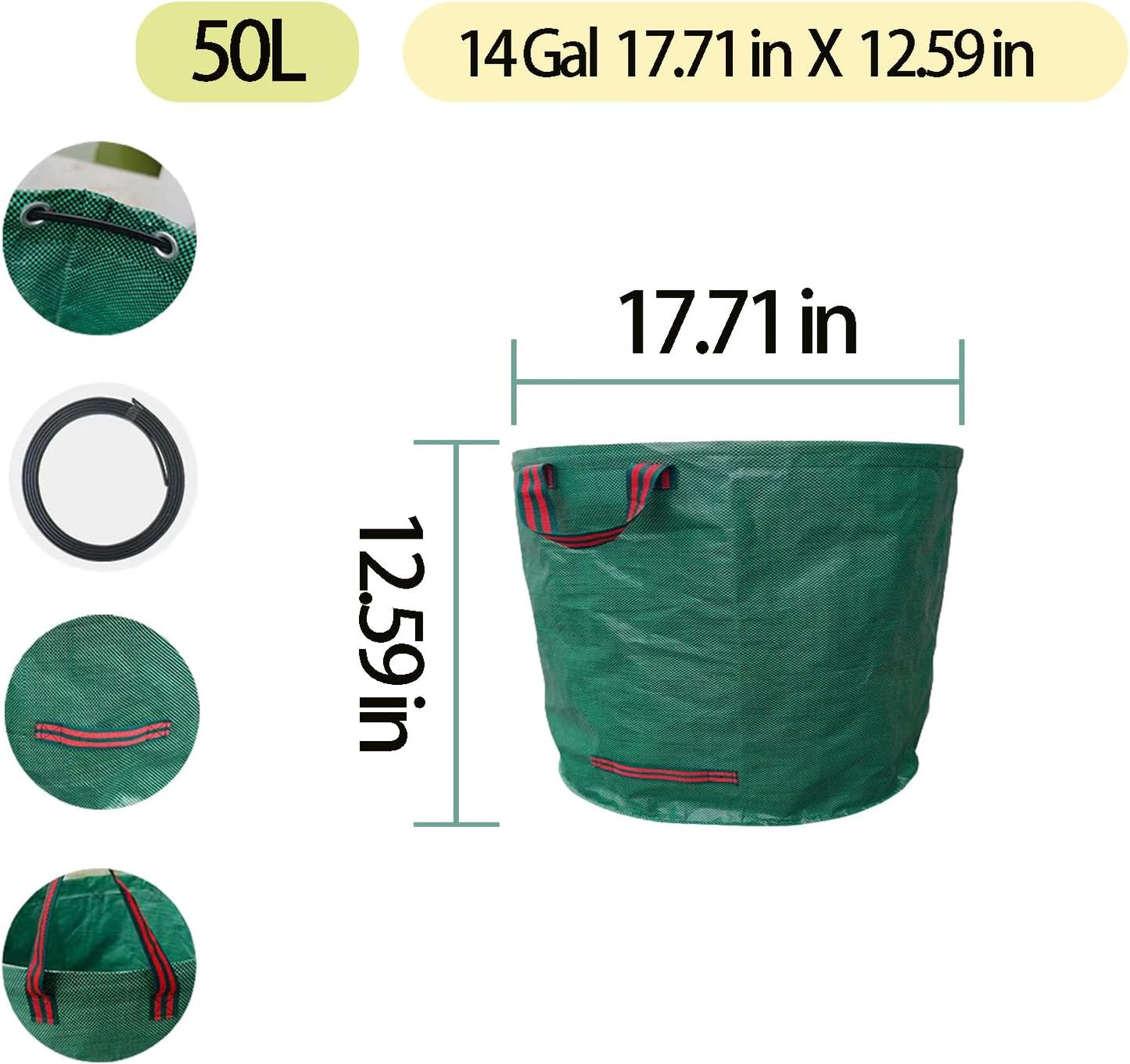 Reusable Yard Waste bags,Collapsible Leaf Bag with Gardening Gloves,Yard Debris Collapsible Bag With 4 Handles, for Leaves, Lawn Debris & Grass Clippings (14Gallon)