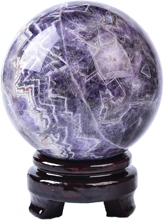 Dream Amethyst Crystal Ball with Stand Large Healing Crystals Sphere for Meditation, Divination