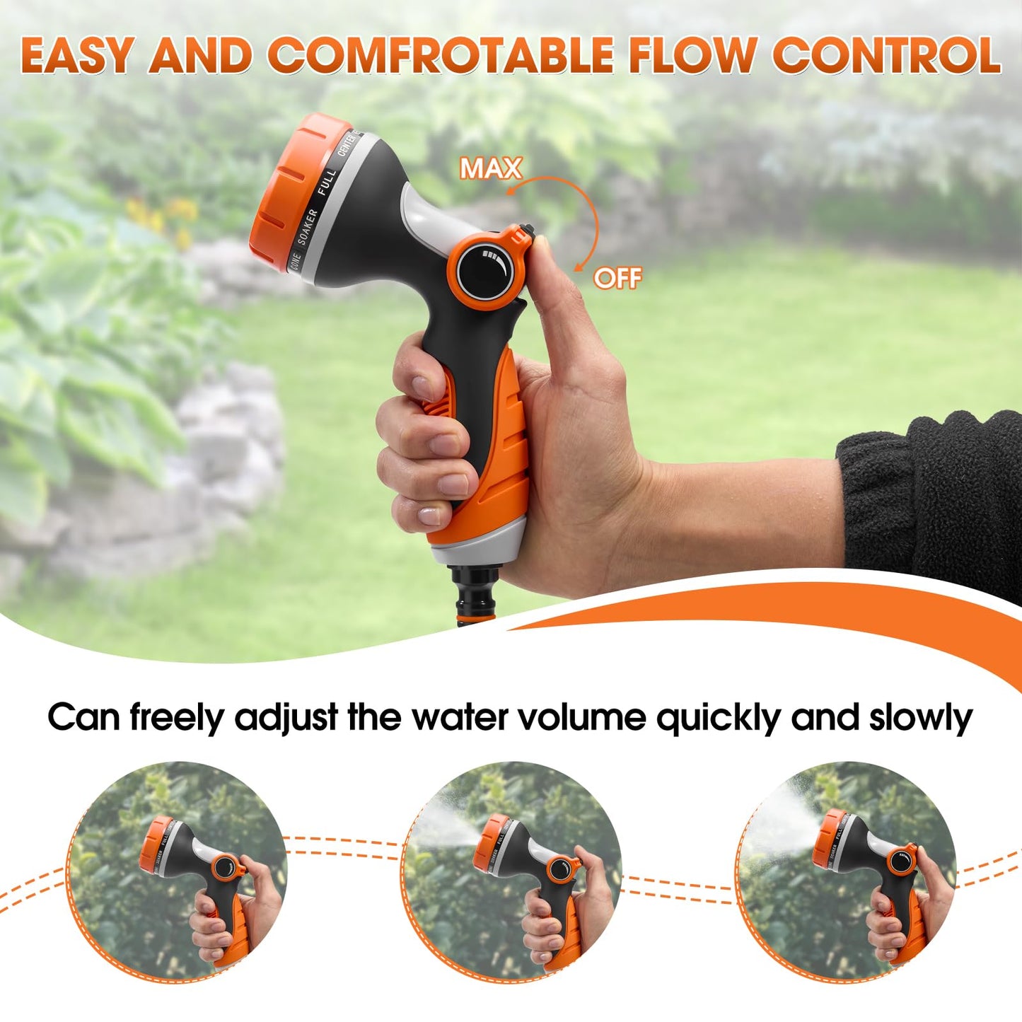 Garden Hose Nozzles,Hose Spray Nozzle with Adjustable 10 Watering Patterns