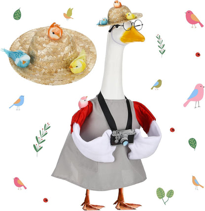 Geyoga Goose Outfit for 23 Inch Cement Plastic Porch Bird Watching Theme Goose Clothe Gift for Bird Lovers Outdoor Yard Lawn Garden Costume