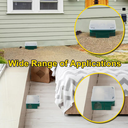 Qualirey 4 Pcs Rat Bait Station 8.86 x 7.28 x 3.62 in Rat Traps with Openable Lid, Blocks Boxes with Keys for Big Mouse, Keeps Children and Pets Safe Indoor & Outdoor, Bait Not Included (Clear,Green)
