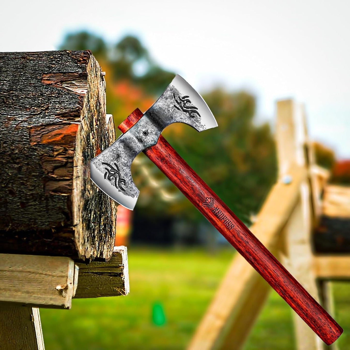 NEDFOSS Thor 16" Throwing Axe 2 Pack, Professional Throwing Axes and Tomahawks. Perfect for Axe Throwing Game for Backyard, Recreation, Competition, Gifts for Men Women（2pcs）