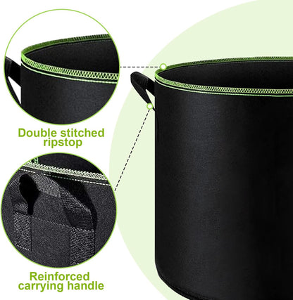 6-Pack 5/7/10 Gallon Grow Bags - 300G Heavy Duty Aeration Fabric Pots with Handles,Thickened Nonwoven Planter Bags for Vegetables Flowers Fruits