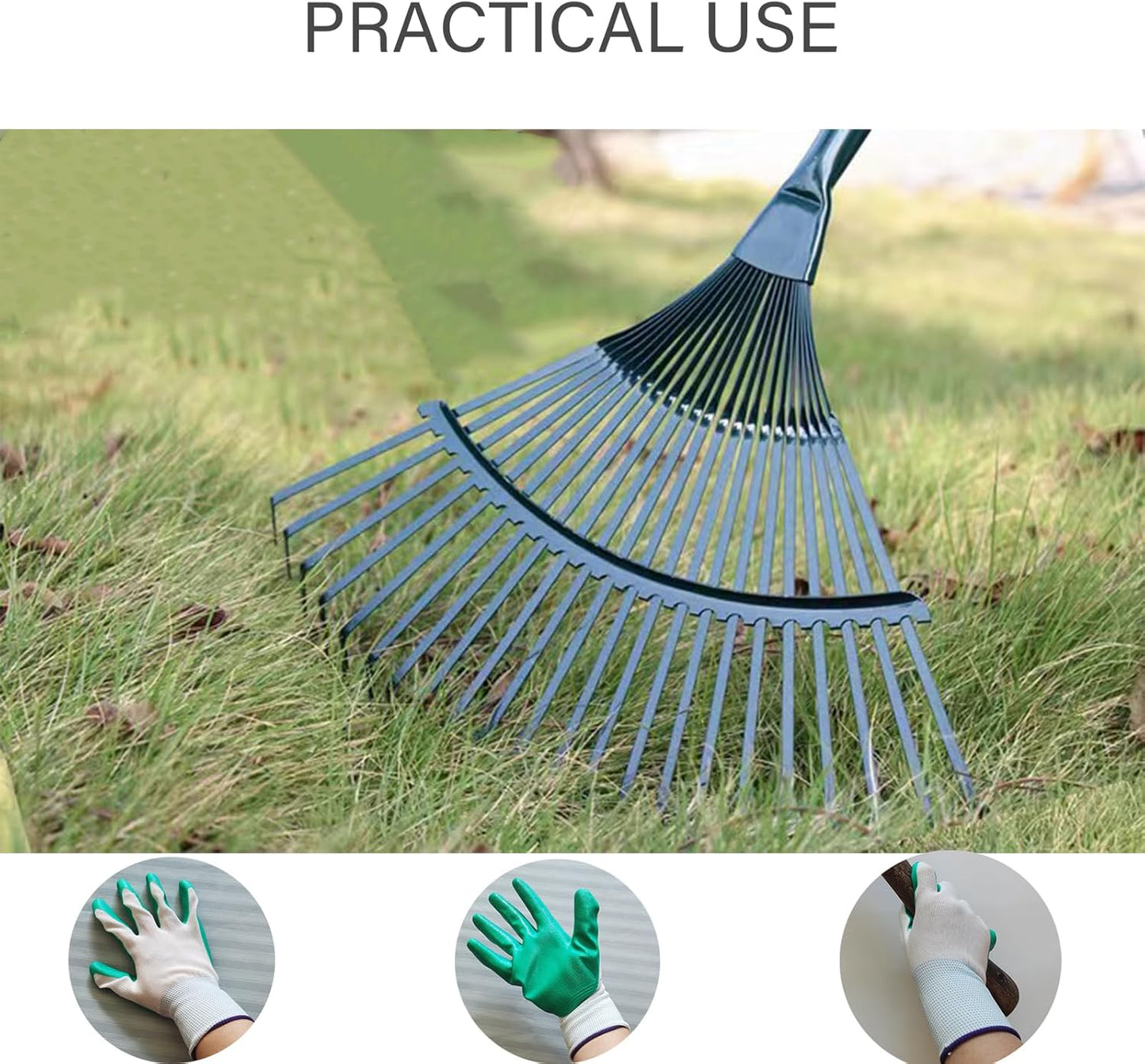 Landscape Rake,Rake Head Replacement Rakes for Lawns,Garden Rakes Head Replacements 22 Teeth Steel Fan Leaf for Lawn Yard Flowers Beds Farm Gardening,with Gloves (16.54 X 15.75 in)