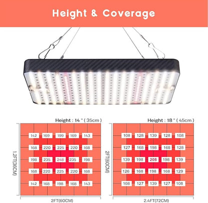 Grow Lights (4 Pack), Hanging Grow Lights for Indoor Plants, 200W UV-IR Full Spectrum Led Grow Light for Seedling Veg and Bloom