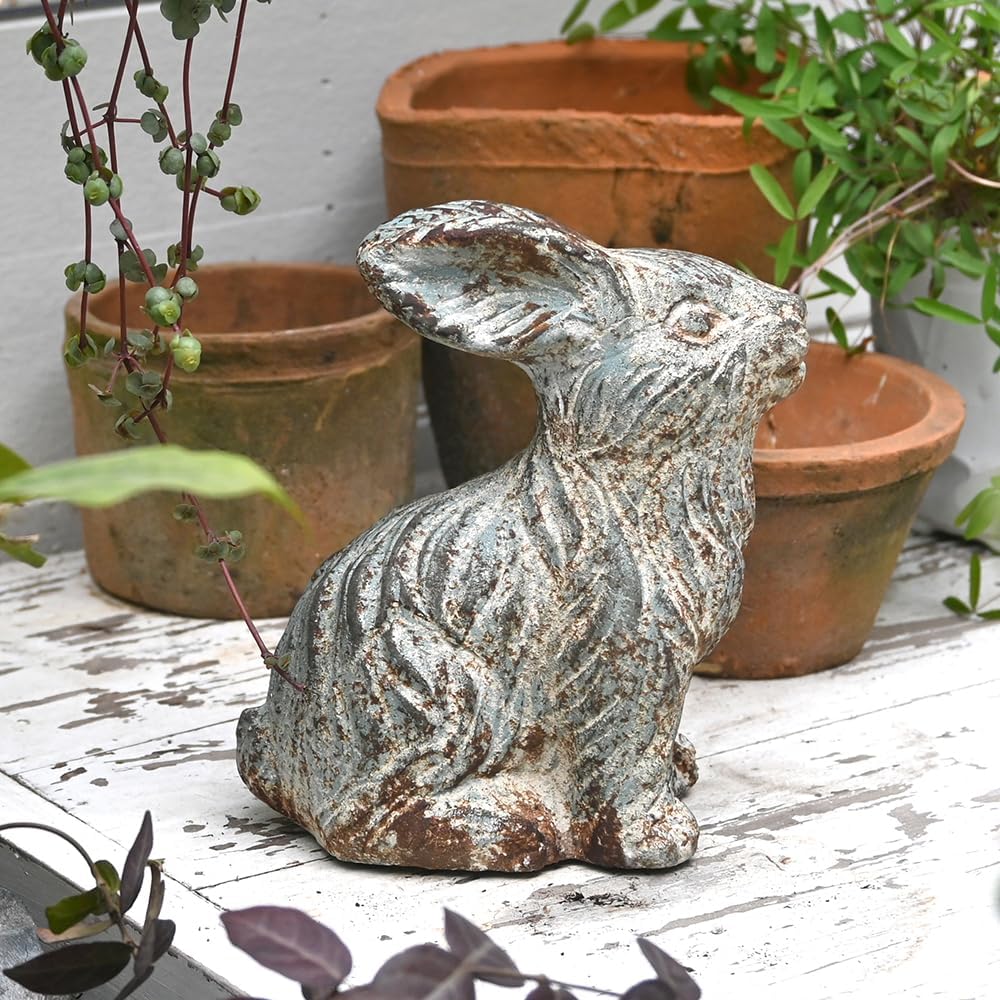All Chic Bunny Decor Garden Statue Cement Rabbit Statue for Home Garden Indoor Outdoor Statues for Yard,Front Yard Decor,Easter Rabbit Figurines（Blue）