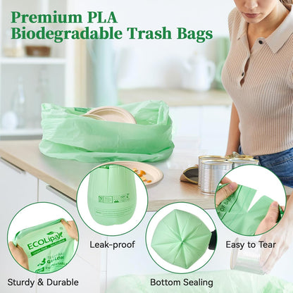 ECOLipak 13 Gallon Compostable Trash Garbage Bags, 50 Count (1 Roll) Biodegradable Heavy Duty Bathroom Kitchen Trash Bags for Home/Office, US BPI ASTM D6400 and OK Compost Home Certified