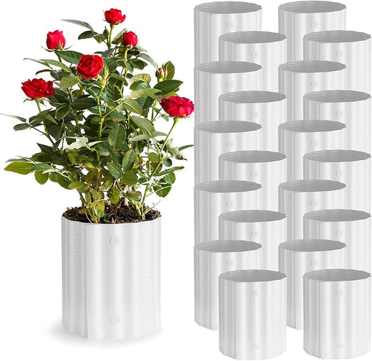 Queekay 20 Pcs Rose Cones for Winter Protection, 16.5 x 9 Inch Winter Rose Collars Bush Cover for Keep Warm, Protecting Plants from Wind Blows Freeze Animals Eating Indoor Outdoor Gardens (White)