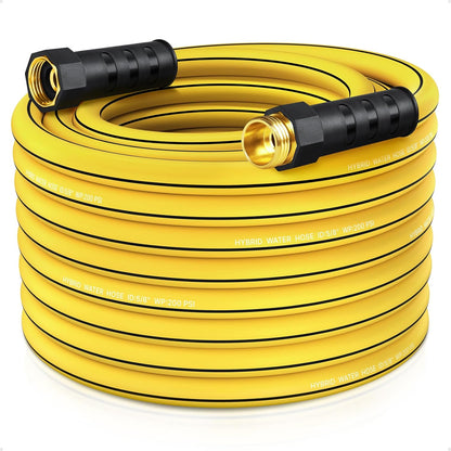 Heavy Duty Garden Hose 75ft x 5/8", NON-EXPANDABLE Flexible Water Hose for Outside, Kink Resistant Lightweight Hybrid Hose, Leakproof Rubber Hose for Outdoor, Yard, Car Wash, Garden