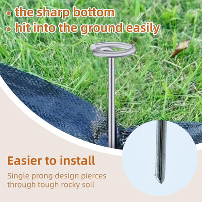 50 Pack 8 Gauge Galvanized Steel Landscape Pins, 1.3 Inch Circle Top, 6 Inch Length Heavy Duty Garden Stakes with Chisel Point, Rust-Resistant