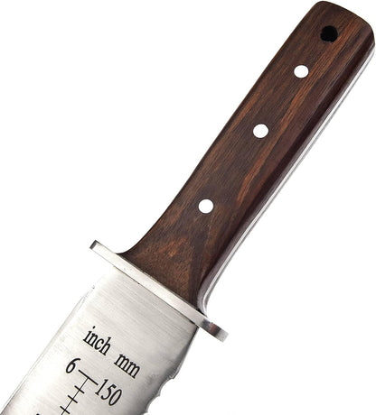Namibagata Japanese Steel Straight Garden Knife, Insulation Knife use for Digging, Weeding knives, Planting Knives & Sod Cutter | 12" Stainless Steel with Cutting Edge, Full-Tang walnut Wood Handle with Sheath