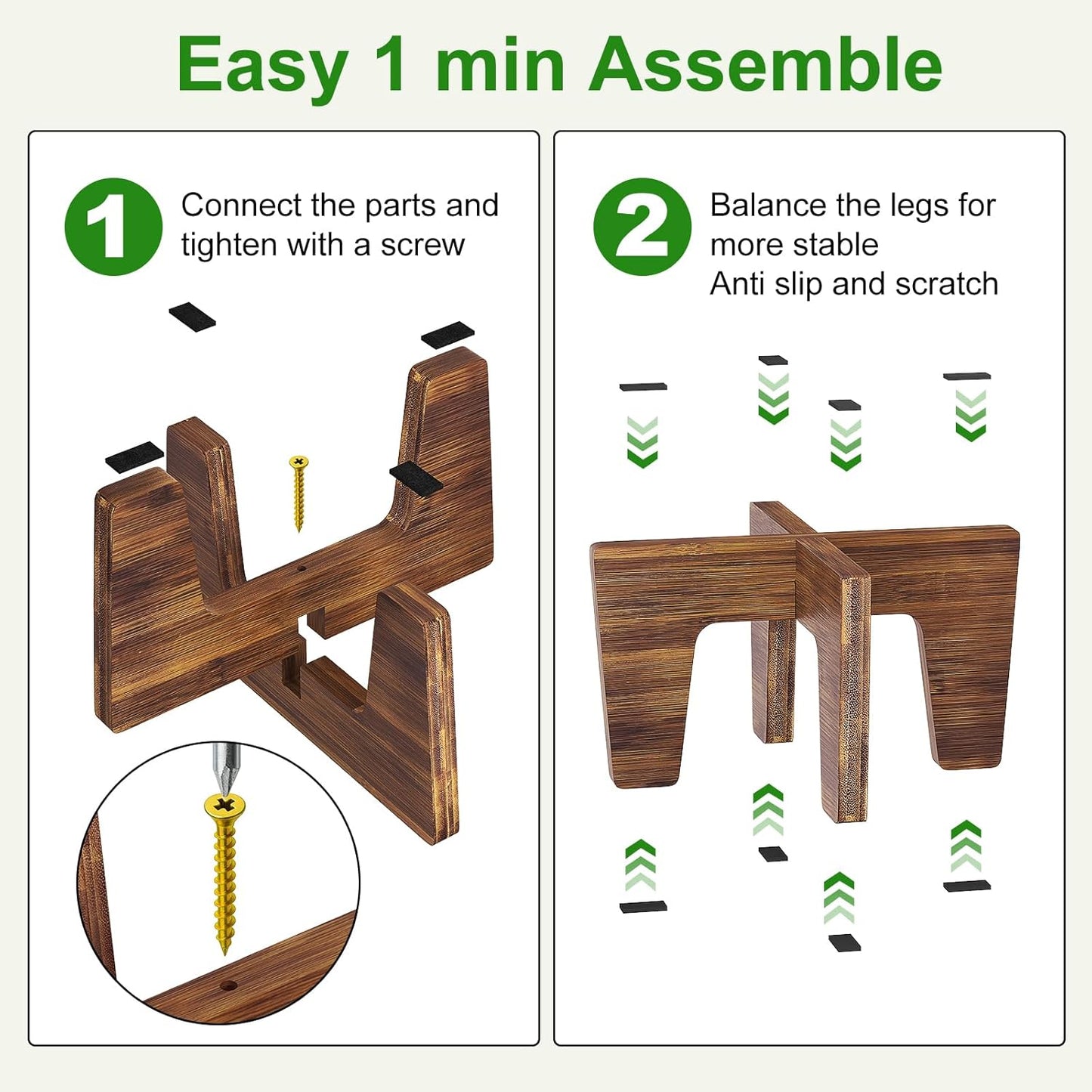 Plant Stands Indoor Outdoor, Plant Risers for Inside Pots Sturdy Short Plants Holder, Flower Pot Stand for Indoor Plants, Small Single Floor Plant Bamboo Display Stand (Natural 12")