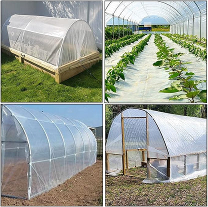 Yowlieu 20' x 28' Clear Greenhouse Plastic Sheeting, 6 Mil UV Resistant Polyethylene Greenhouse Film Hoop Green House Plastic Cover for Farms, Agriculture, Garden