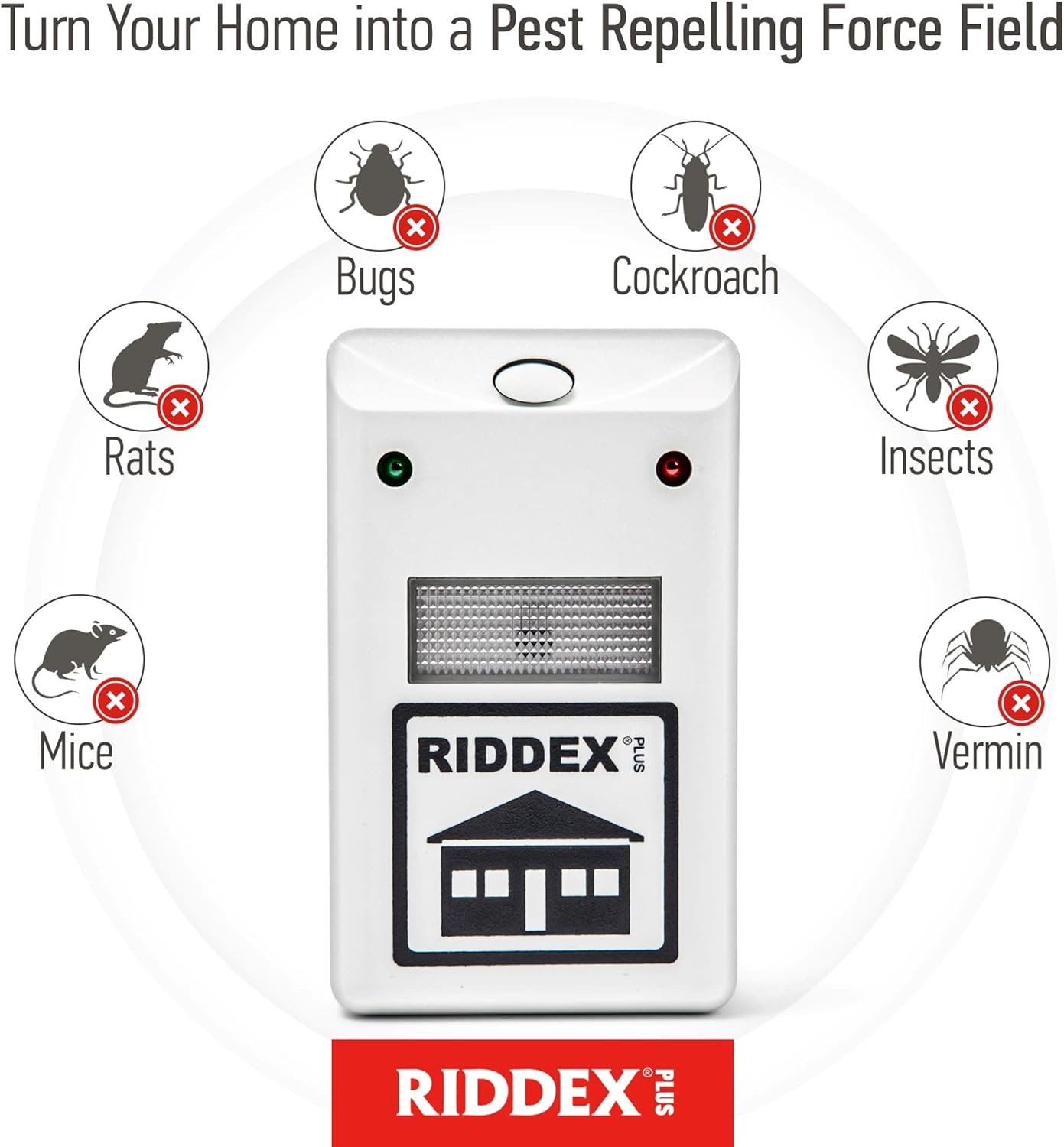 RIDDEX Plus Insect Repellent | Plug in, Mouse Deterrent - Pest Control for Defense Against Rats, Mice, Roaches, Bugs and Insects | Control Pests with No Toxins | White