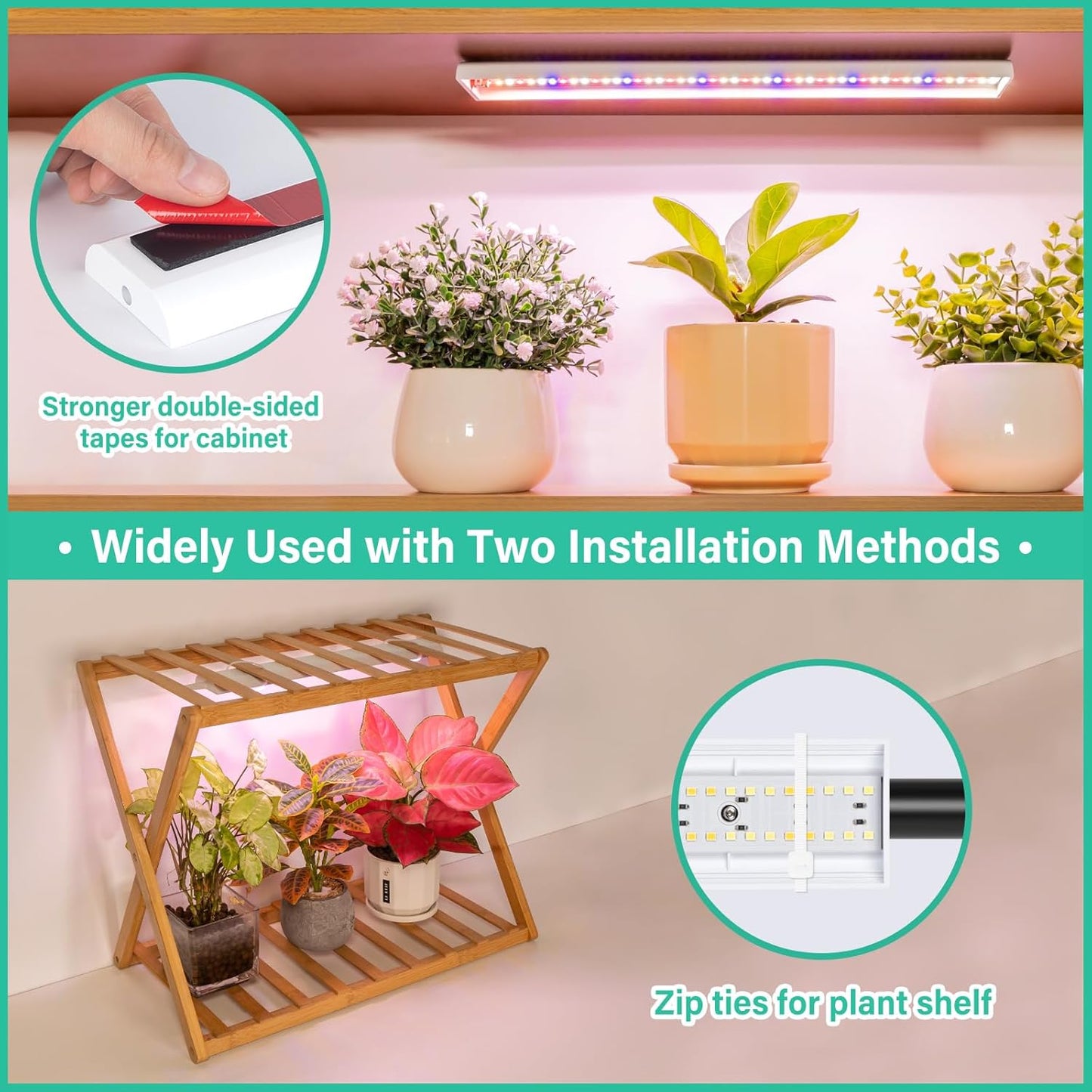 FOXGARDEN Grow Light Strip for Indoor Plants, Red Blue White Full Spectrum, 192 LED Bright Grow Lamp with Auto On/Off Timer 4/8/12H, 10 Dimmable Brightness, 2 Packs