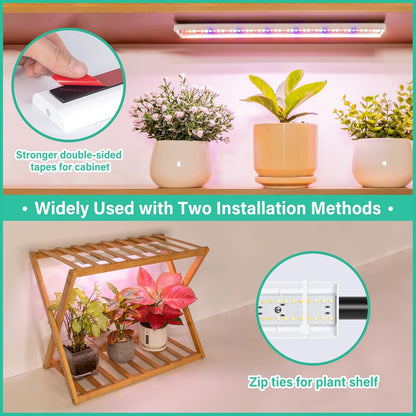 FOXGARDEN Grow Light Strip for Indoor Plants, Red Blue White Full Spectrum, 192 LED Bright Grow Lamp with Auto On/Off Timer 4/8/12H, 10 Dimmable Brightness, 2 Packs