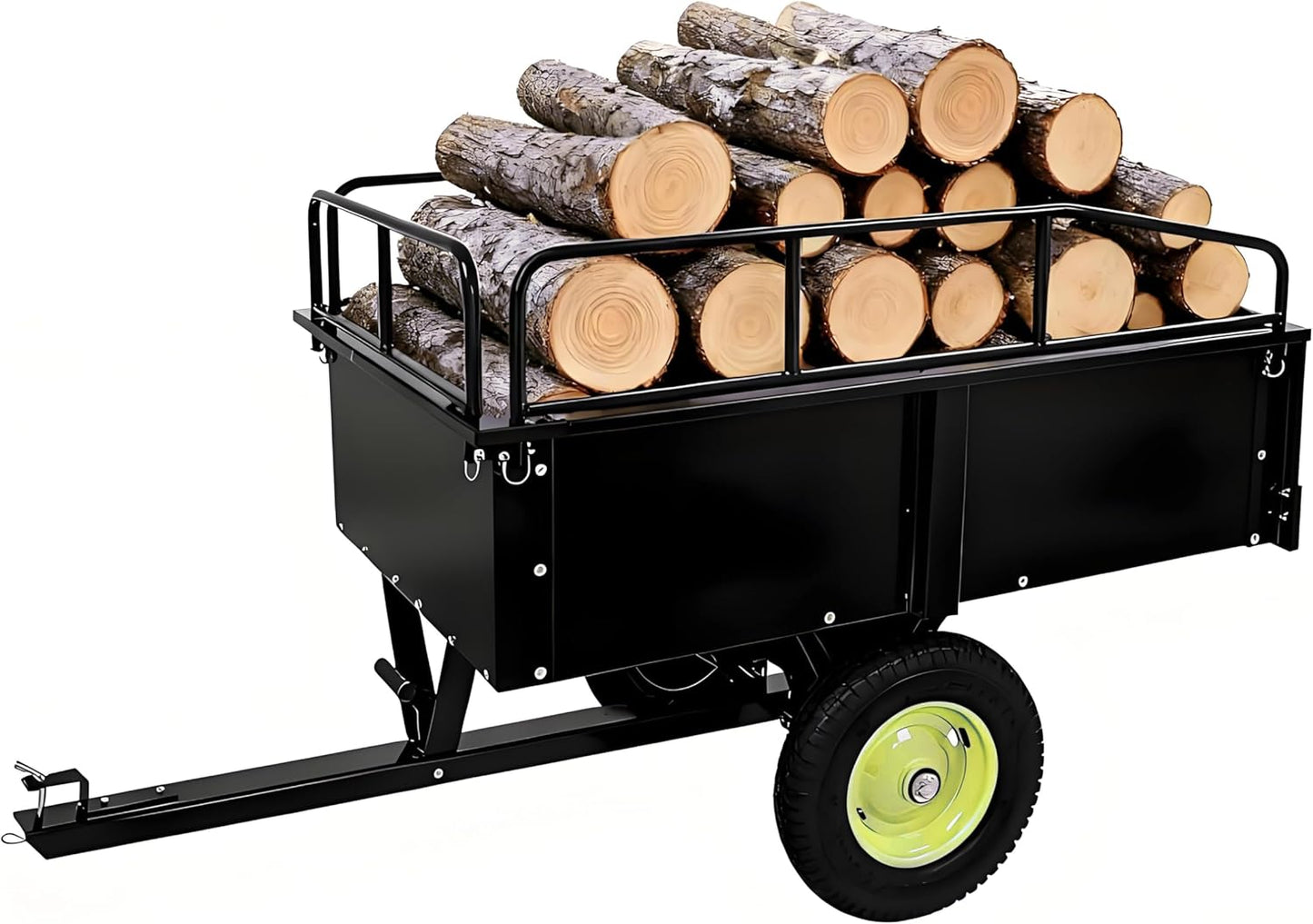 GarveeLife Utility Trailer, ATV Steel Garden Trailer, 750 Lbs 15 Cu.Ft. with Removable Sides, Pneumatic Tires and Quick Dump Pull Back, Heavy Duty Lawn Mower Trailers for Lawn Mowers, Tractors, Farm