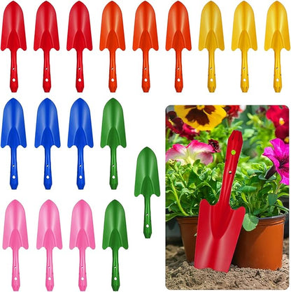 Mini Colorful Metal Hand Shovel Digging Trowel Set Transplanting Garden Shovel for Flower Soil Planting Succulent Kids Teens Women Men Gift Indoor Outdoor, 6 Colors (18 Pcs, 10.6 x 3 Inch)