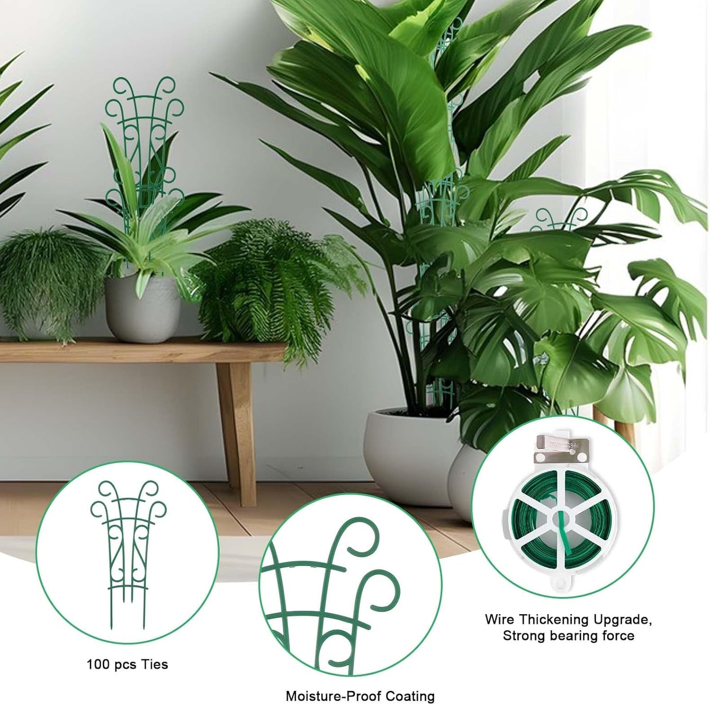 Plant Trellis for Potted Plants 12 Pack Stackable Indoor Outdoor Climbing Houseplant Support with Garden Wire for Pothos Hoya Ivy Flower