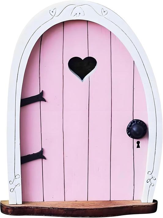 Whimsical Miniature Fairy Door - Handcrafted 3D Mini Woodland Portal Tree Accessory for DIY Garden Landscapes, Terrarium Decor & Collector's Fantasy Displays（Pink Streak ）
