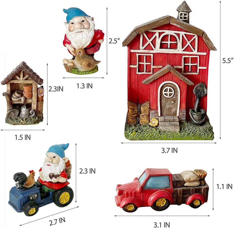 BangBangDa Miniature Fairy Garden Accessories - Garden Gnome Figurines House Set of 22PCS - Outdoor Resin Mini Gnomes Statue for Plant Pots Decor, Women Gardening Lover Birthday Gift