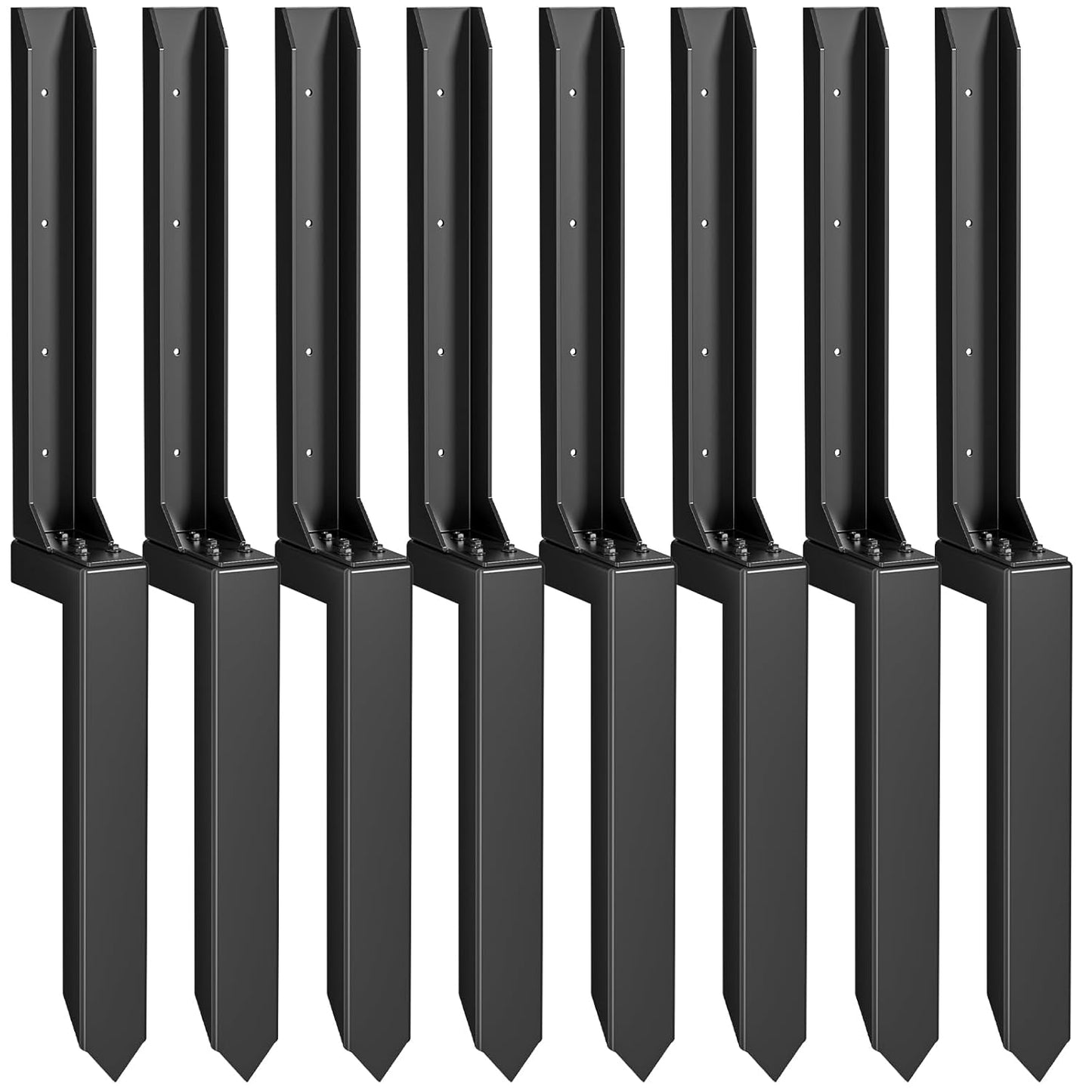 Fence Post Repair Kit，Heavy Duty Steel Fence Post Anchor Ground Spike ，Quick Fix Broken/Leaning Wood Posts with，and Fixed Fence Posts（8-Pack）
