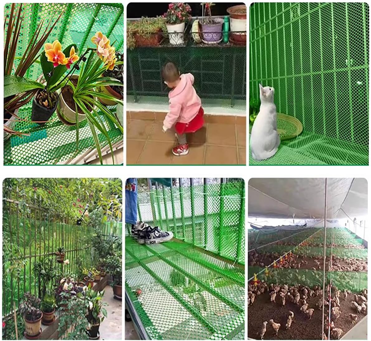 Upgraded Plastic Chicken Wire Fence Mesh 0.7in Poultry Animal Barrier Fence Garden Netting for Farm Poultry Chicken Netting Width 3.3ft(Size:65'L x 3.3'W Roll,Color:Green)