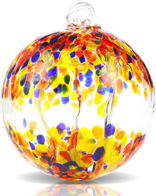 VOREEN 4" Hanging Glass Garden Gazing Ball Hand Blown Glass Witch Ball Christmas Ornament