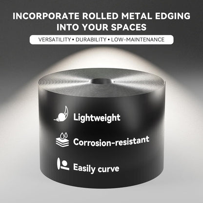 Worth Galvanized Steel Landscape Edging 6" x25' Metal Garden Edging Roll Flexible Bender Border with 8Pcs Stakes for Lawn, Flower Bed Edges, Black