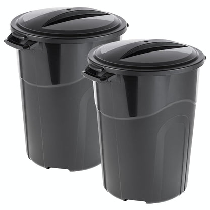 32 Gallon Heavy Duty Plastic Outdoor Trash Can with Lid, Lock & Easy-Carry Handles – Suitable for Indoor/Outdoor, Kitchen, Yard, Garage & Office